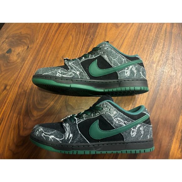 Nike Men's Black & Green SB Dunk Low There Skateboard Sneakers Size 8.5 NWOT - Picture 1 of 14